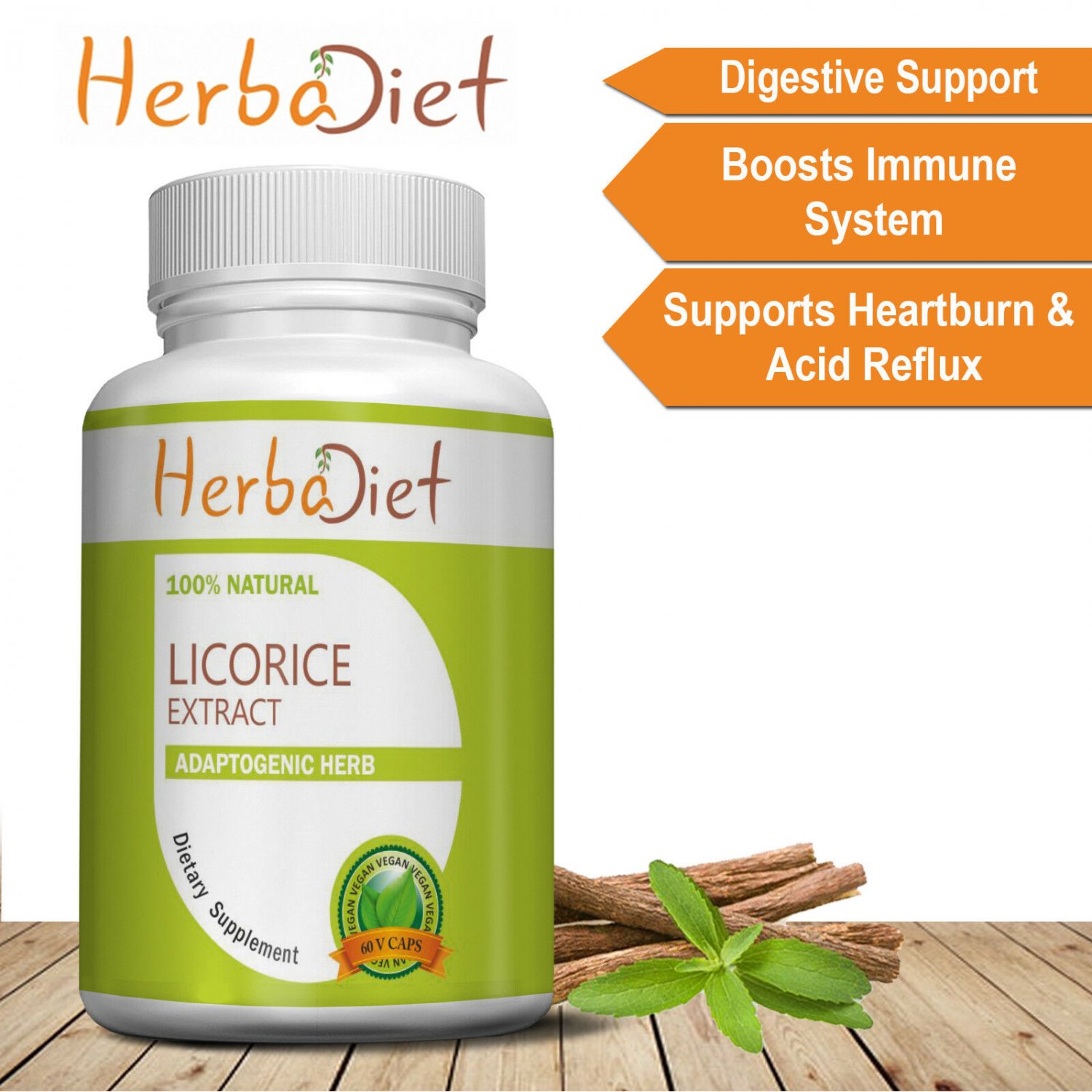 30 capsules Licorice Liquorice Root Extract 30% 500mg Capsules Glycyrrhiza Glabra Digestive