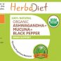 30 capsules Organic Ashwagandha Root + Mucuna Powder Vegetarian Capsules Brain Supplement