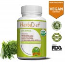 Organic Spirulina + Chlorella + Wheatgrass + Barleygrass Capsules Energy Booster