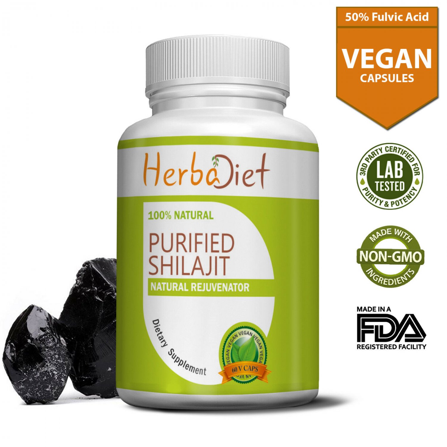 Authentic Shilajeet Extract 500mg Capsules Asphaltum Vigour, Energy & Libido