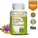 30 capsules Milk Thistle Silymarin Artichoke Turmeric Curcumin Veg Capsules For Liver Detox