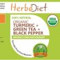 30 capsules Organic Turmeric Green Tea Blend Veggie Capsules with Curcumin & Polyphenols