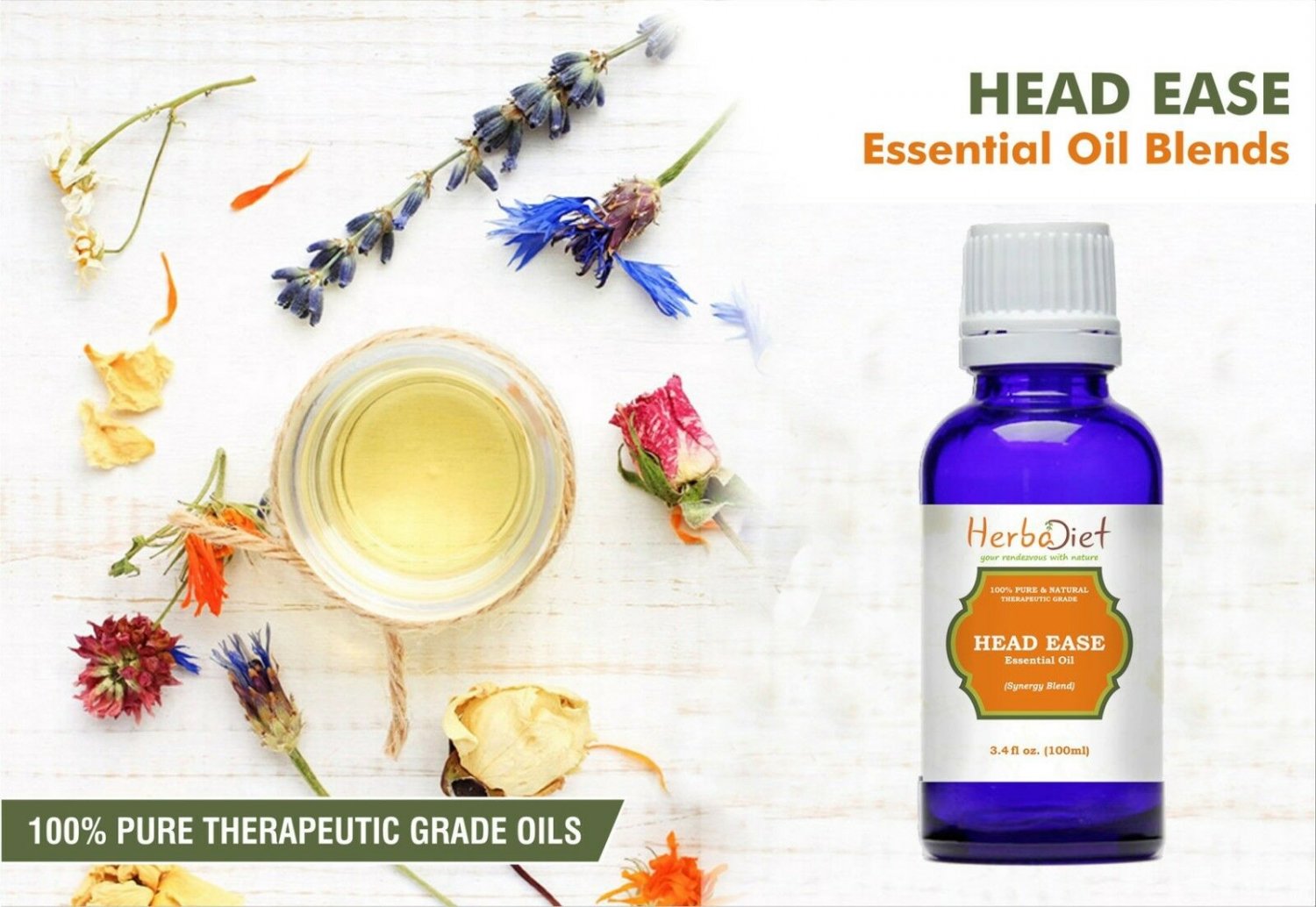 30 ml Head Ease Synergy Essential Oil Blend Pure Therapeutic Grade Oils Fight Headache