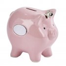 Ceramic Pig Bank with Silver Bow 4.75" x 3.5" x 5.5"