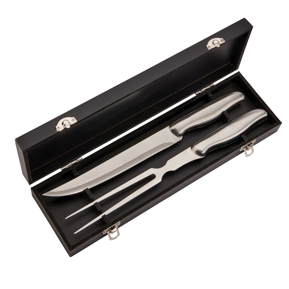 2 Piece Stainless Steel Carving Set in Black Box