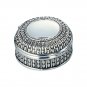 SILVERPLATED ROUND BOX WITH BEADED ANTIQUE DESIGN, 3" DIAMETER