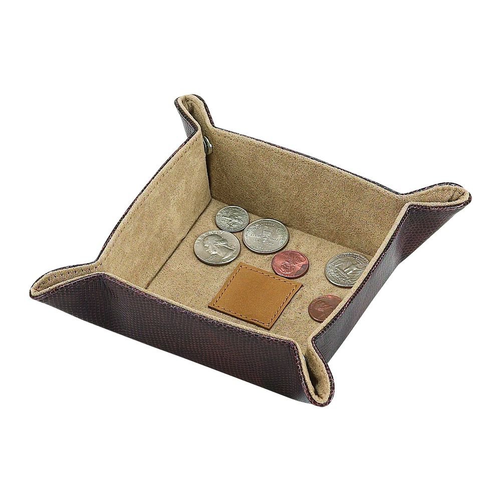 BROWN LEATHERETTE SNAP TRAY