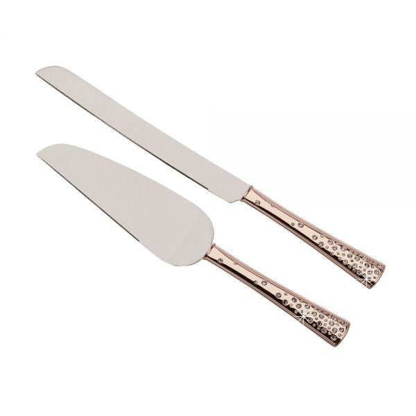 Galaxy Rose Gold Cake Knife & Server Set, 13  L