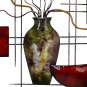 22 Inch Round Metal Wall Decor With Vase, Multicolor - BM07986