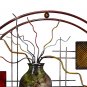 22 Inch Round Metal Wall Decor With Vase, Multicolor - BM07986