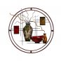 22 Inch Round Metal Wall Decor With Vase, Multicolor - BM07986