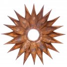 Sunburst Shaped Design Iron Wall Decor With Round Concave Mirror , Copper - BM187947