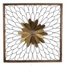 Metal Wall Decor With Wooden Frame And Leafy Flower, Bronze - BM206722