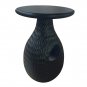14 Inch Side End Table, Artisan Handcrafted Mango Wood, Embossed Teardrop Shaped Base - UPT-299121