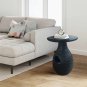 14 Inch Side End Table, Artisan Handcrafted Mango Wood, Embossed Teardrop Shaped Base - UPT-299121