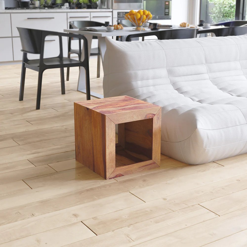 16 Inch Cube Shape Rosewood Side Table With Cutout Bottom, Brown - UPT&acirc;��30350
