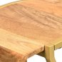 17 Inch Side End C Table, Natural Mango Wood Top with Drop Edge, Iron Gold Angled Frame - UPT-276369