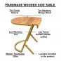 17 Inch Side End C Table, Natural Mango Wood Top with Drop Edge, Iron Gold Angled Frame - UPT-276369