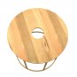 19 Inch End Table, Round Shape Natural Mango Wood Top, Brass Powder Coated Open Frame - UPT-310986