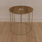 19 Inch End Table, Round Shape Natural Mango Wood Top, Brass Powder Coated Open Frame - UPT-310986
