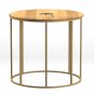 19 Inch End Table, Round Shape Natural Mango Wood Top, Brass Powder Coated Open Frame - UPT-310986