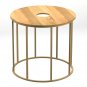 19 Inch End Table, Round Shape Natural Mango Wood Top, Brass Powder Coated Open Frame - UPT-310986