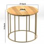 19 Inch End Table, Round Shape Natural Mango Wood Top, Brass Powder Coated Open Frame - UPT-310986
