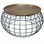 2 Piece Coffee Table and End table Set, Round Antique Brass Tray Top, Curved Cage Design