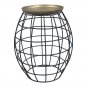 2 Piece Coffee Table and End table Set, Round Antique Brass Tray Top, Curved Cage Design