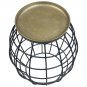 2 Piece Coffee Table and End table Set, Round Antique Brass Tray Top, Curved Cage Design