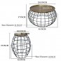 2 Piece Coffee Table and End table Set, Round Antique Brass Tray Top, Curved Cage Design