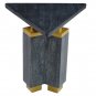 20 Inch Modern Side End Table, Handcrafted Triangular Shape, Gold Brass Trim, Sandblasted Black