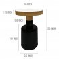 20" Round Side End Table, Gold Banded White Marble Top, Black Enamel Coated Iron Pedestal Base