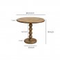 21 Inch Side End Table, Round Top, Stacked Ball Post, Natural Brown Mango Wood