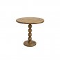 21 Inch Side End Table, Round Top, Stacked Ball Post, Natural Brown Mango Wood