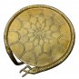 22 Inch Side End Table, Handcrafted Textured Snake Skin Pattern Base, Brass Aluminum