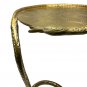 22 Inch Side End Table, Handcrafted Textured Snake Skin Pattern Base, Brass Aluminum