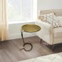 22 Inch Side End Table, Handcrafted Textured Snake Skin Pattern Base, Brass Aluminum