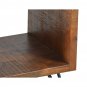 22 Inch Textured Cube Shape Wooden Nightstand with Angular Legs, Brown and Black