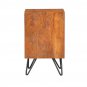 22 Inch Textured Cube Shape Wooden Nightstand with Angular Legs, Brown and Black