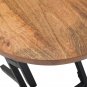 23 Inch Side End Table, Natural Brown Round Wood Top, Modern Black Angled Iron Legs - UPT-301727
