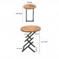 23 Inch Side End Table, Natural Brown Round Wood Top, Modern Black Angled Iron Legs - UPT-301727
