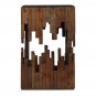 24" Side End Table, Brown Acacia Wood, Slatted Square Top, Handcrafted Silhouette, Black Iron