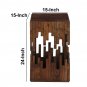 24" Side End Table, Brown Acacia Wood, Slatted Square Top, Handcrafted Silhouette, Black Iron