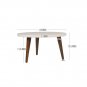24 Inch Modern Coffee Table, Round Off White MDF Top, Tapered Brown Mango Wood Legs
