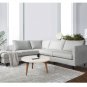 24 Inch Modern Coffee Table, Round Off White MDF Top, Tapered Brown Mango Wood Legs