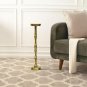 26 Inch Side End Drink Table, Turned Pedestal Metal Base, Round Top, Oxidized Brass - UPT-297050