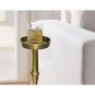 26 Inch Side End Drink Table, Turned Pedestal Metal Base, Round Top, Oxidized Brass - UPT-297050