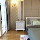 28 Inch Bedside Nightstand, 3 Drawers with Classic Round Knobs, Handcrafted White Mango Wood