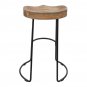 30" Handcrafted Backless Counter Height Barstool, Natural Brown Mango Wood Saddle Seat